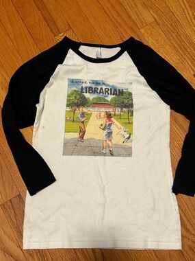Librarian Graphic Raglan Tee - Black & White